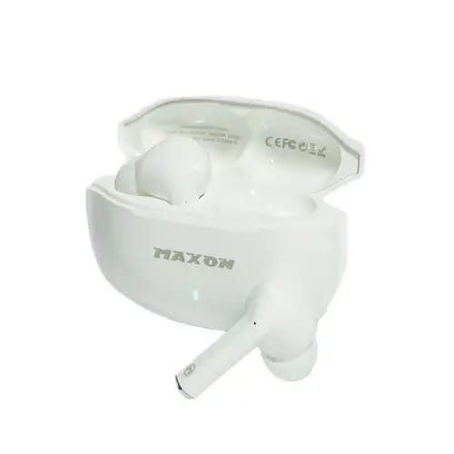 M331 Theater | Maxon Air Wireless TWS Earbuds | Pearl White Stem Design | Bluetooth 5.3 | ENC Mic | 30H Playtime | Deep Bass | Lightweight Comfort | Type-C
